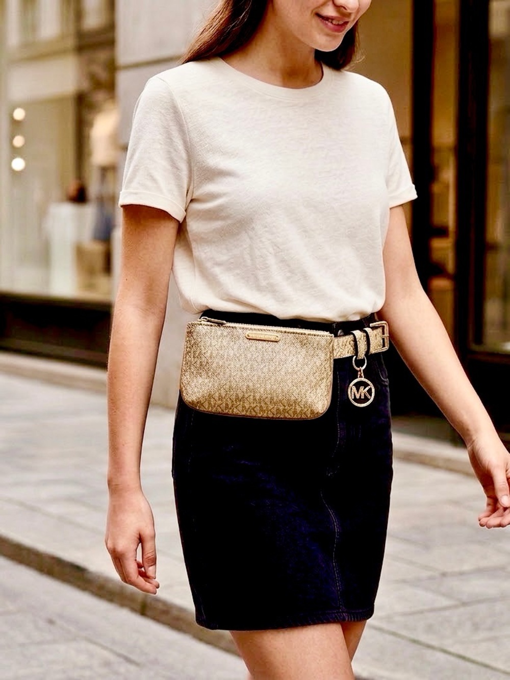 Michael Kors Metallic Gold Logo Belt Bag